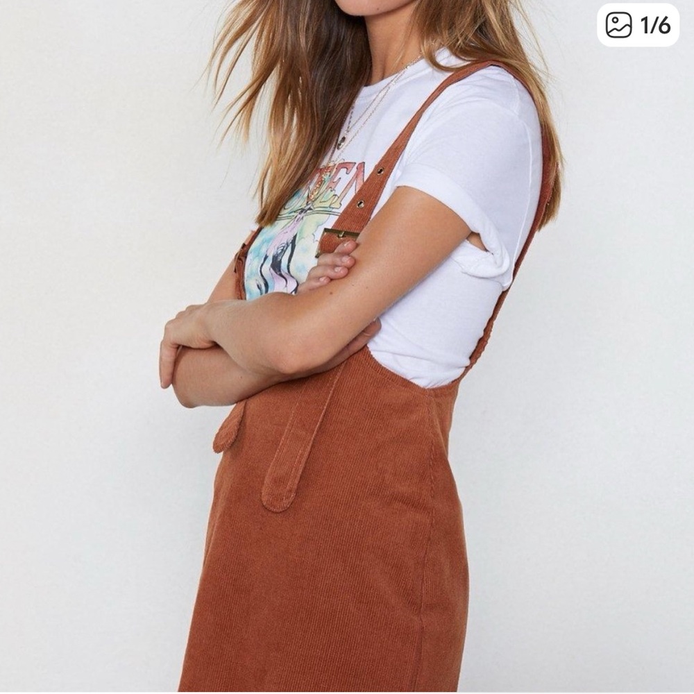 Nasty Gal Tan Corduroy Women's Overalls skirt